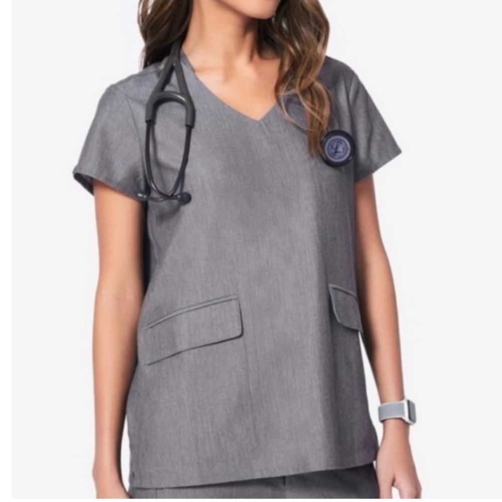Figs Dolores Flap Pocket V-Neck Scrub Top Limited Edition Style Graphite Size S